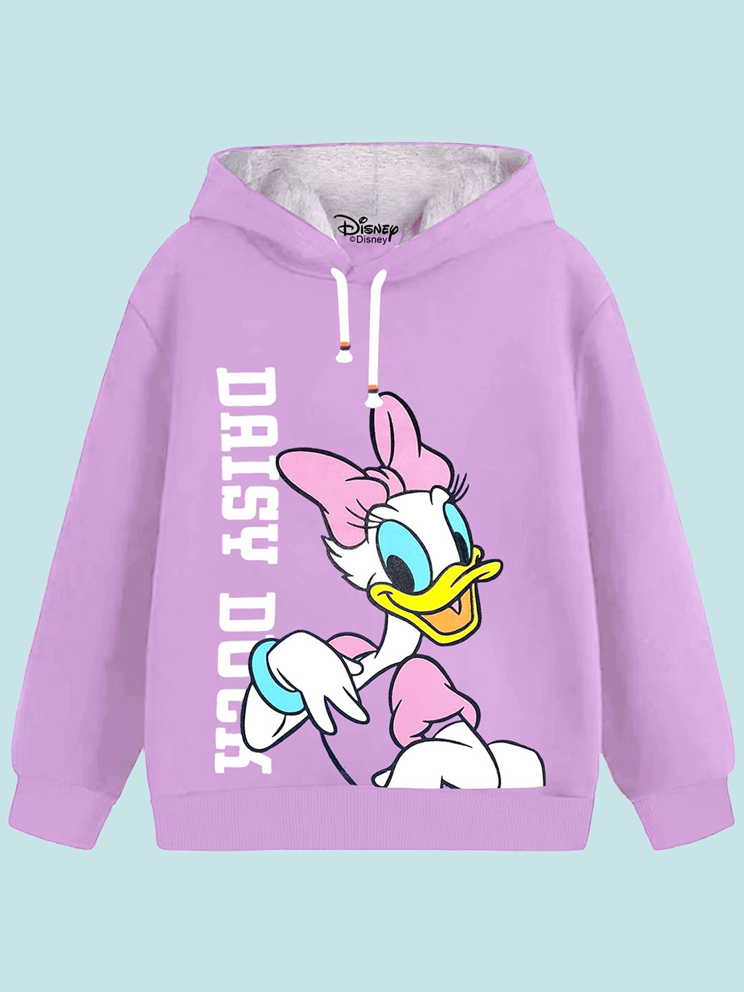 YK Disney Girls Daisy Duck Printed Hooded Sweatshirt