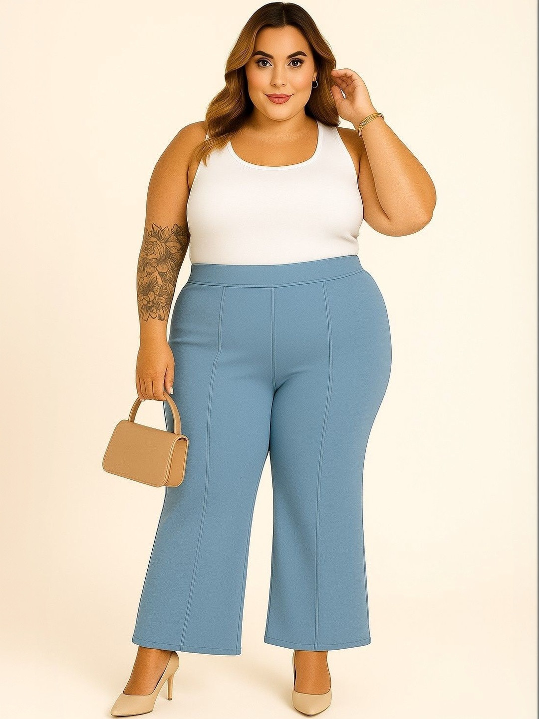 CHROME & CORAL Women Mid-Rise Plus Bootcut Size Track Pants