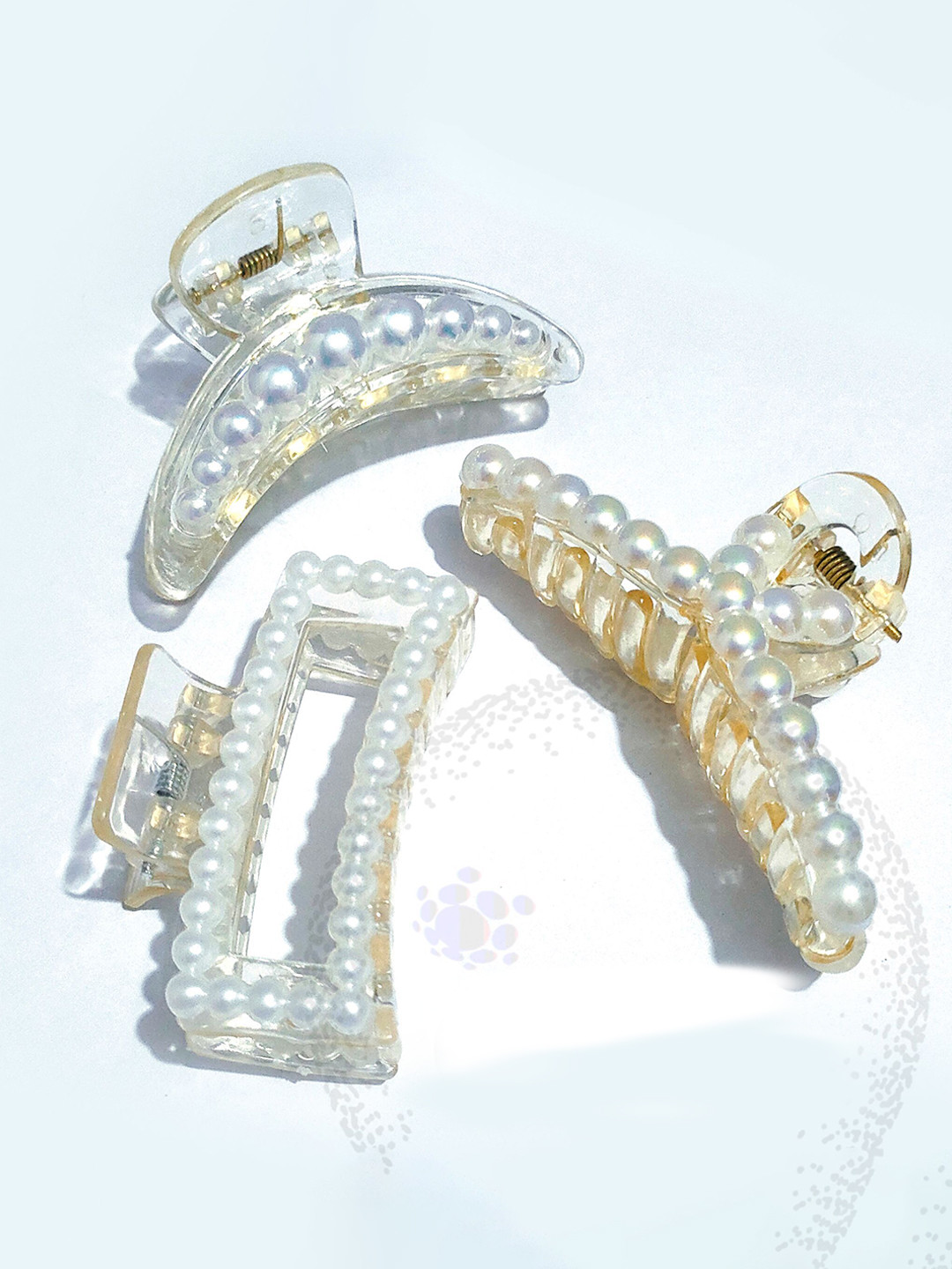 HANDBAG COLLECTION Women Set of 3 Embellished Claw Clip