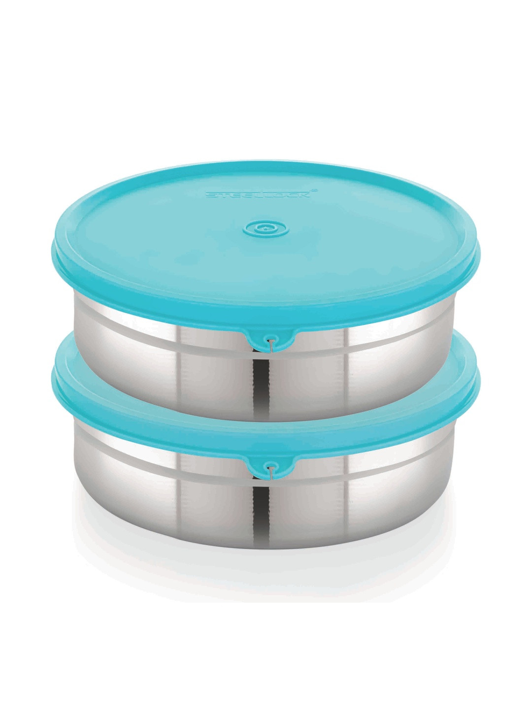 STEELLOCK 2 Pcs Turquoise Stainless Steel Kitchen Storage Airtight Containers 1300ml Each
