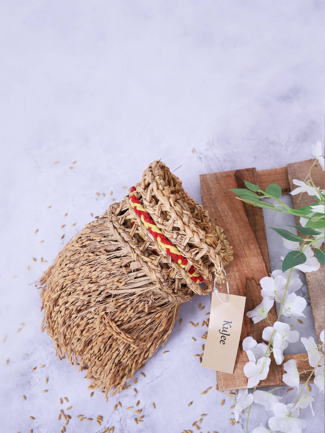 KuJee Brown Textured Natural Paddy Door Toran