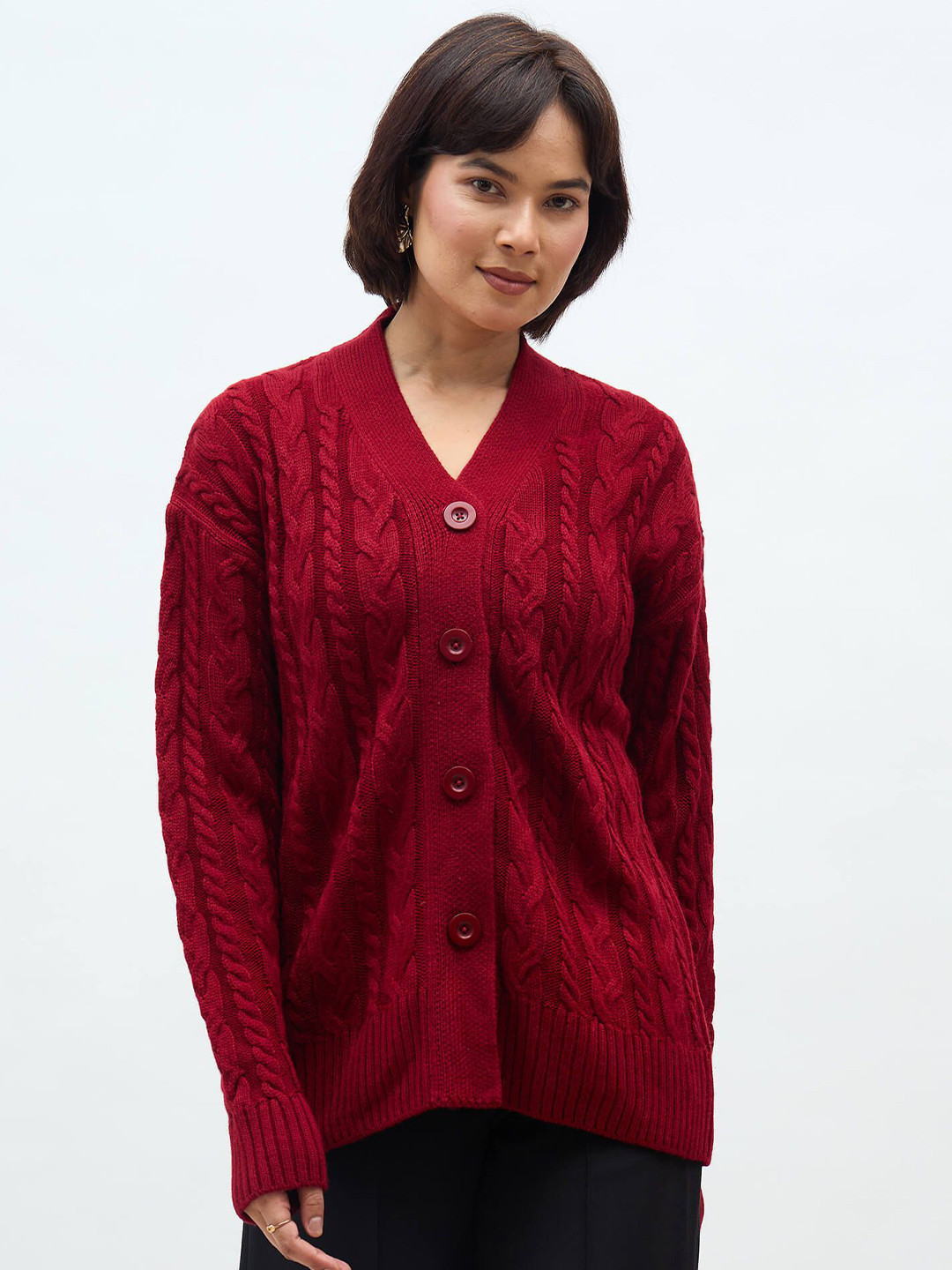 SALT ATTIRE Women Cable Knit Cardigan