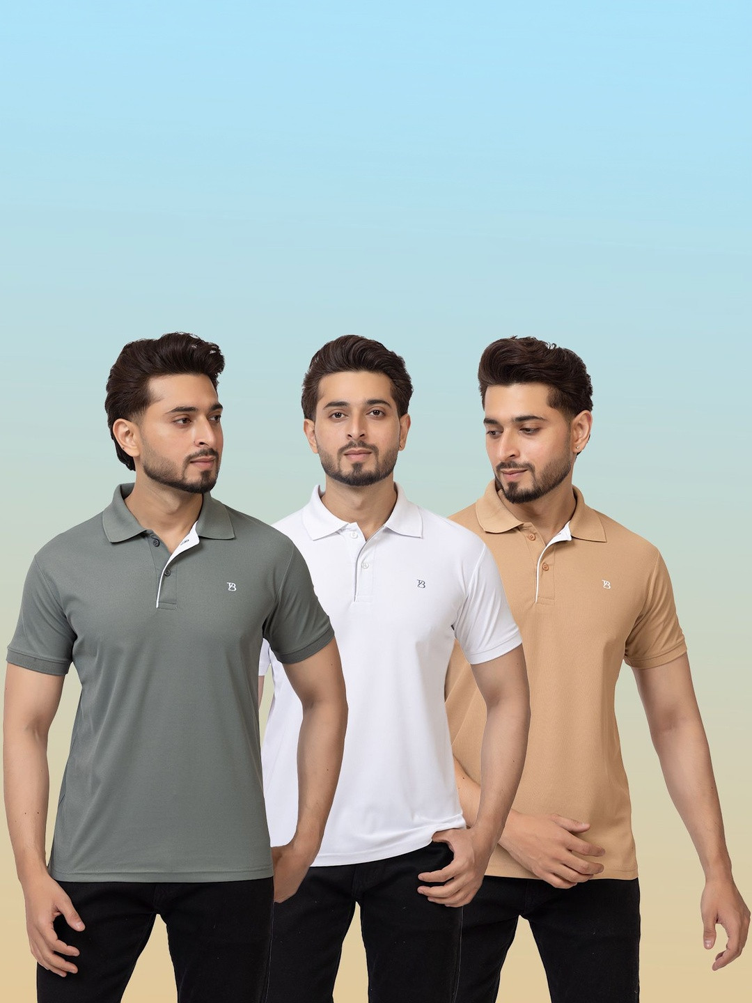 GEE 5 Men Pack of 3 Polo Collar Short Sleeve T-shirt