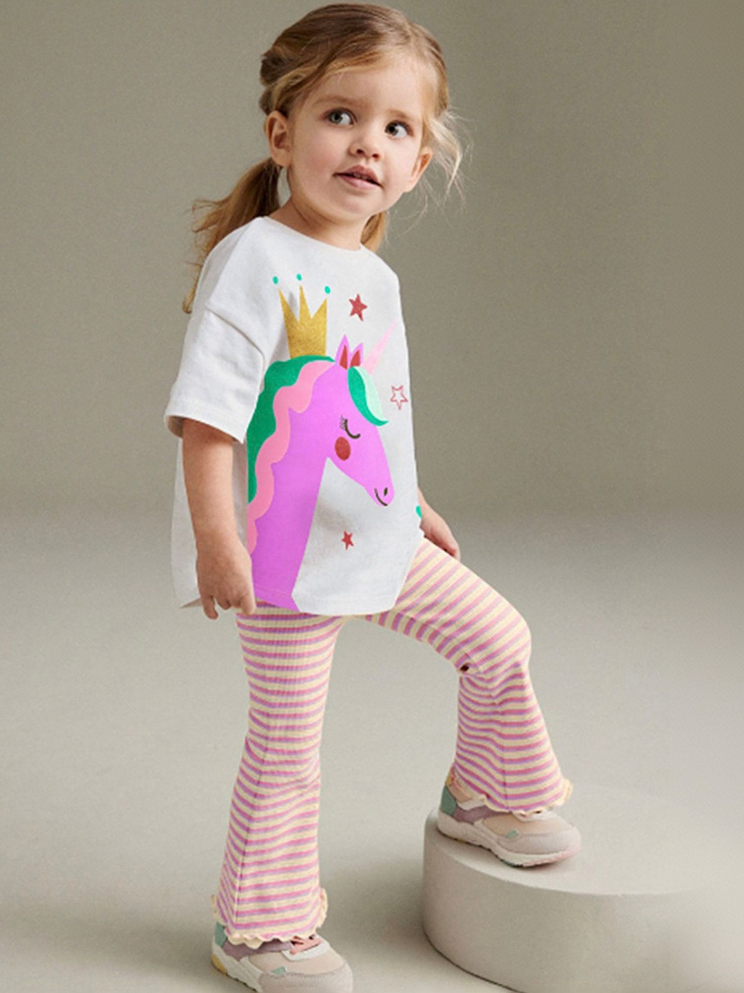 LULU & SKY Girls Flared Chinos Trousers