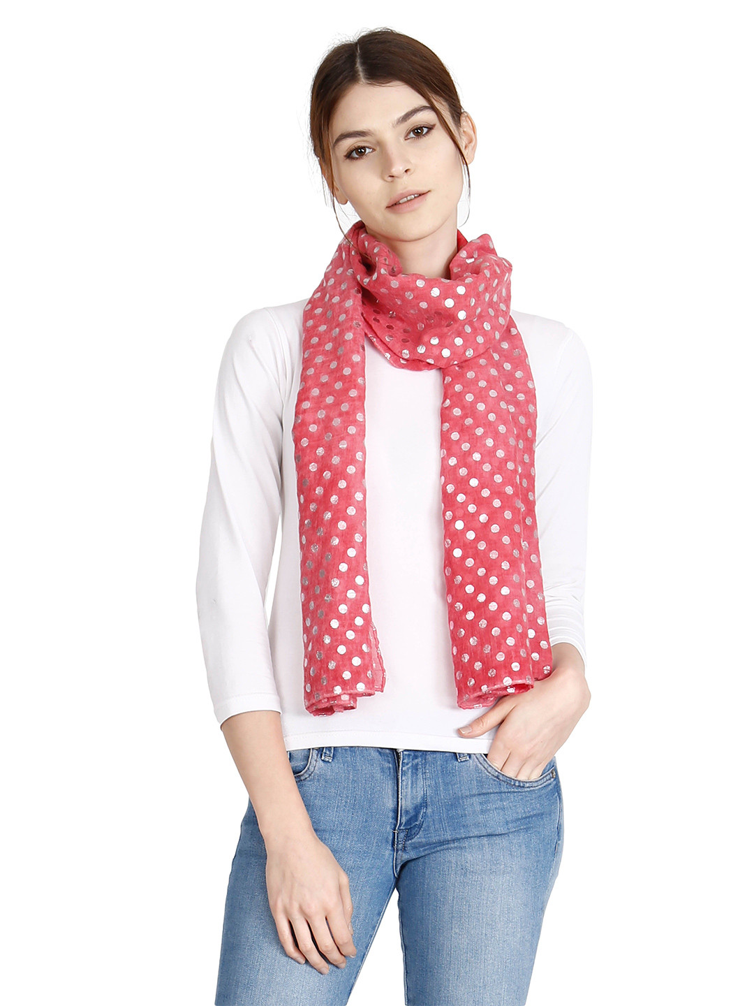 FabSeasons Polka Dots Printed Lightweight Soft Cotton Scarf
