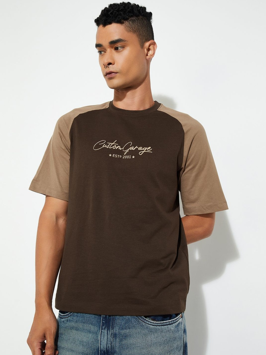 max Men Colourblocked Regular Fit Pure Coton T-shirt