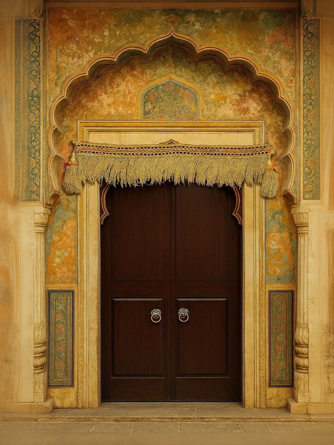 KuJee Brown Textured Natural Paddy Door Toran