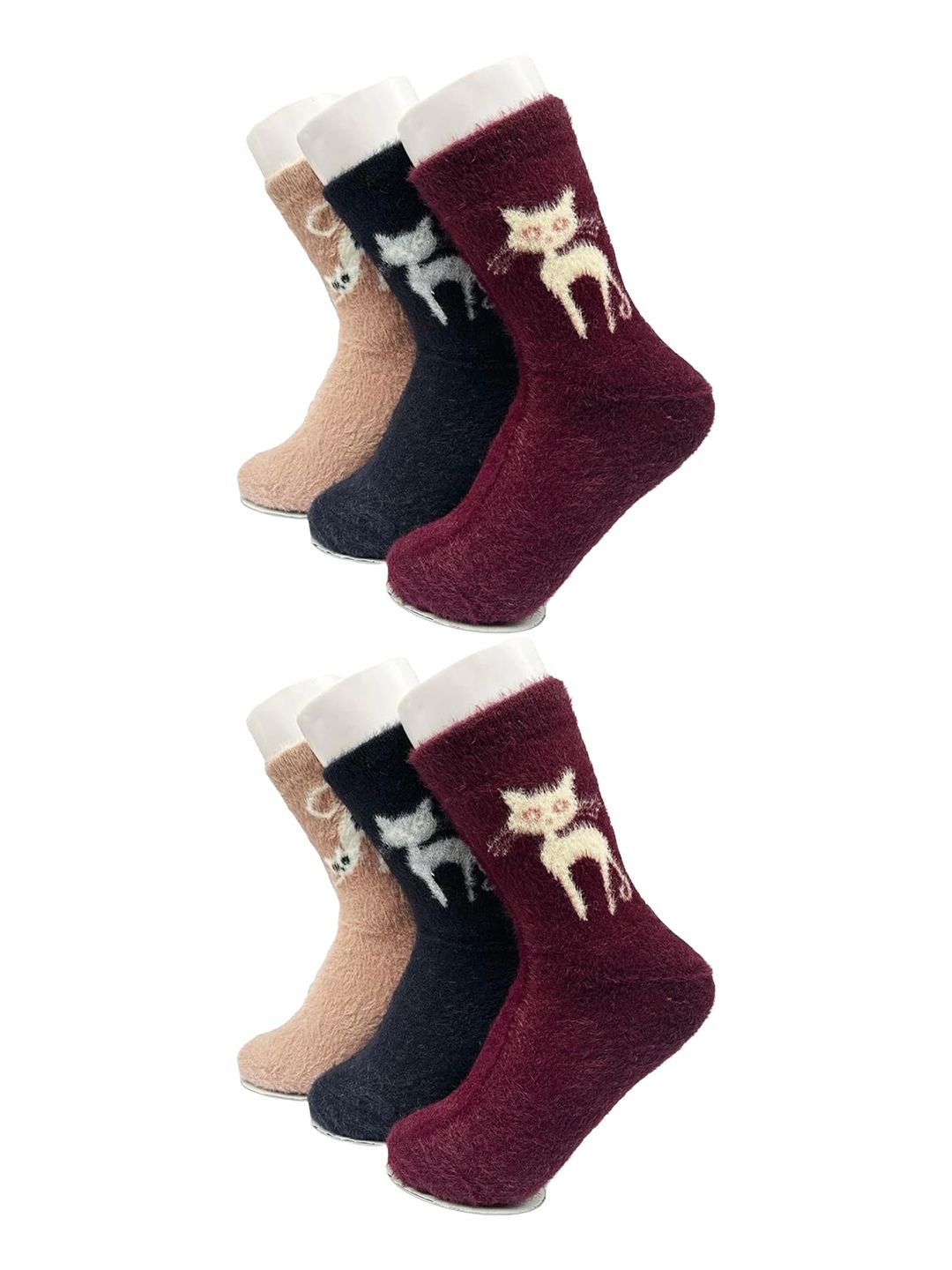 G Heist Women Pack Of 6 Assorted Calf-Length Winter Socks