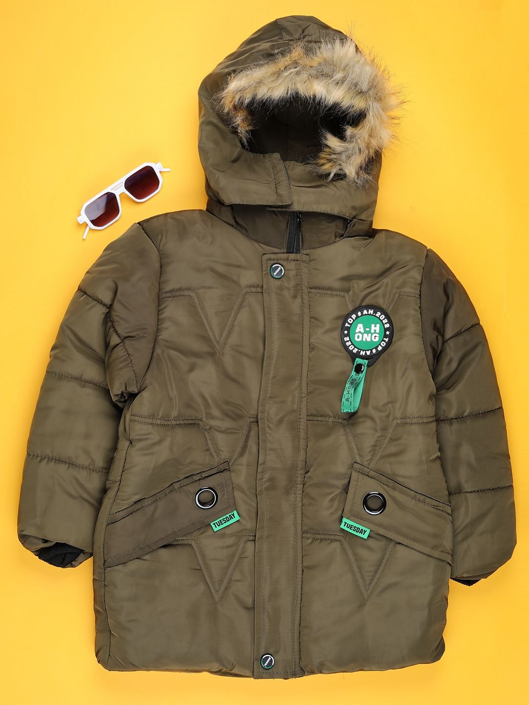 V-Mart Boys Parka with Patchwork Jacket