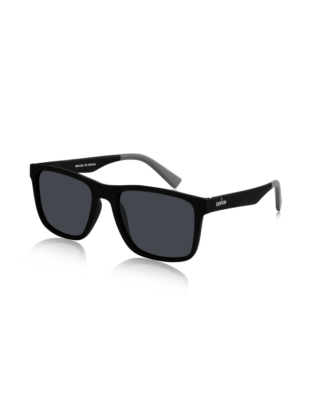 Dervin Unisex Grey Lens & Black Square Sunglasses with
