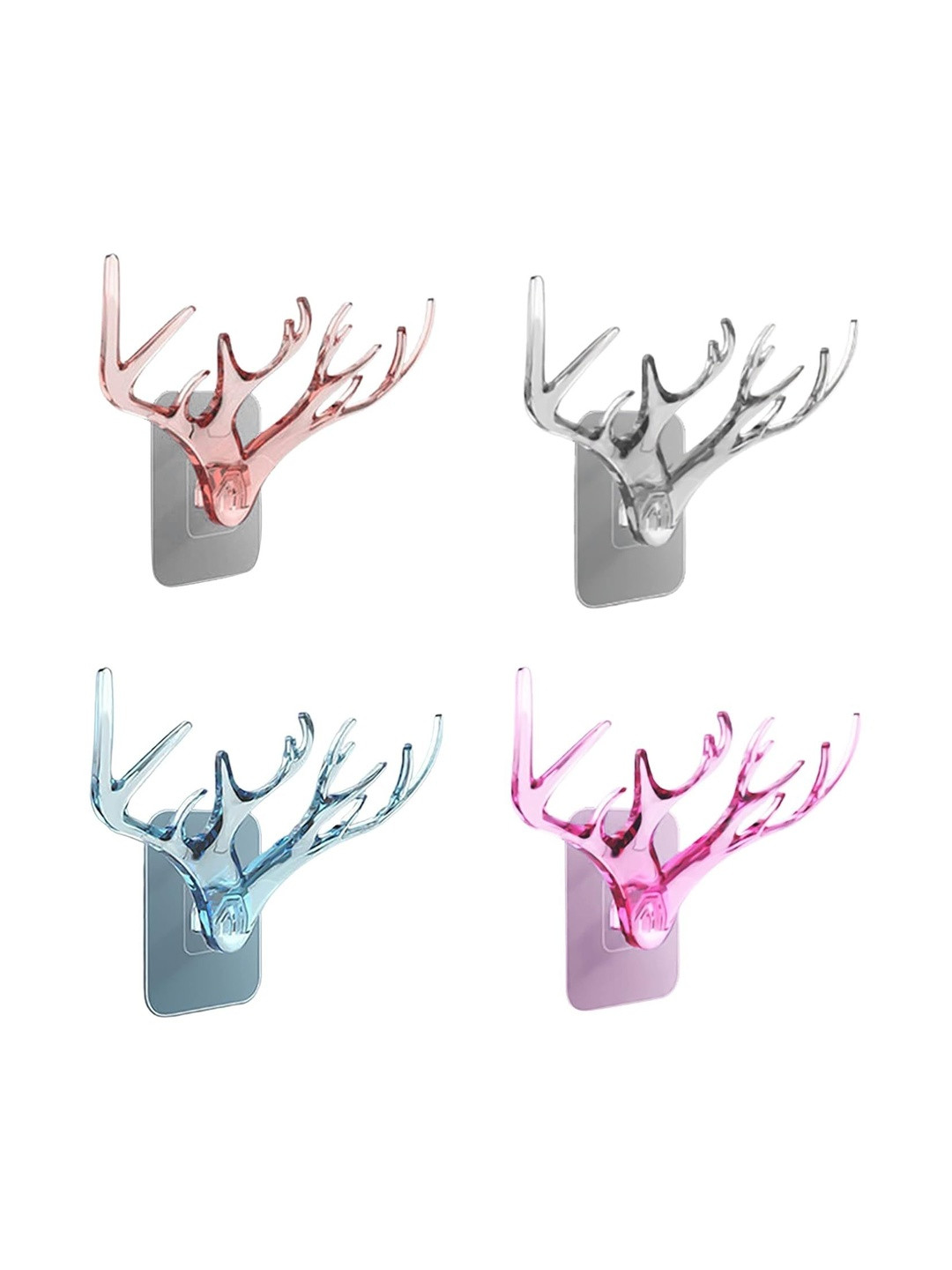 AUGEN Pink & Blue 4 Pieces Self-Adhesive Wall Hooks