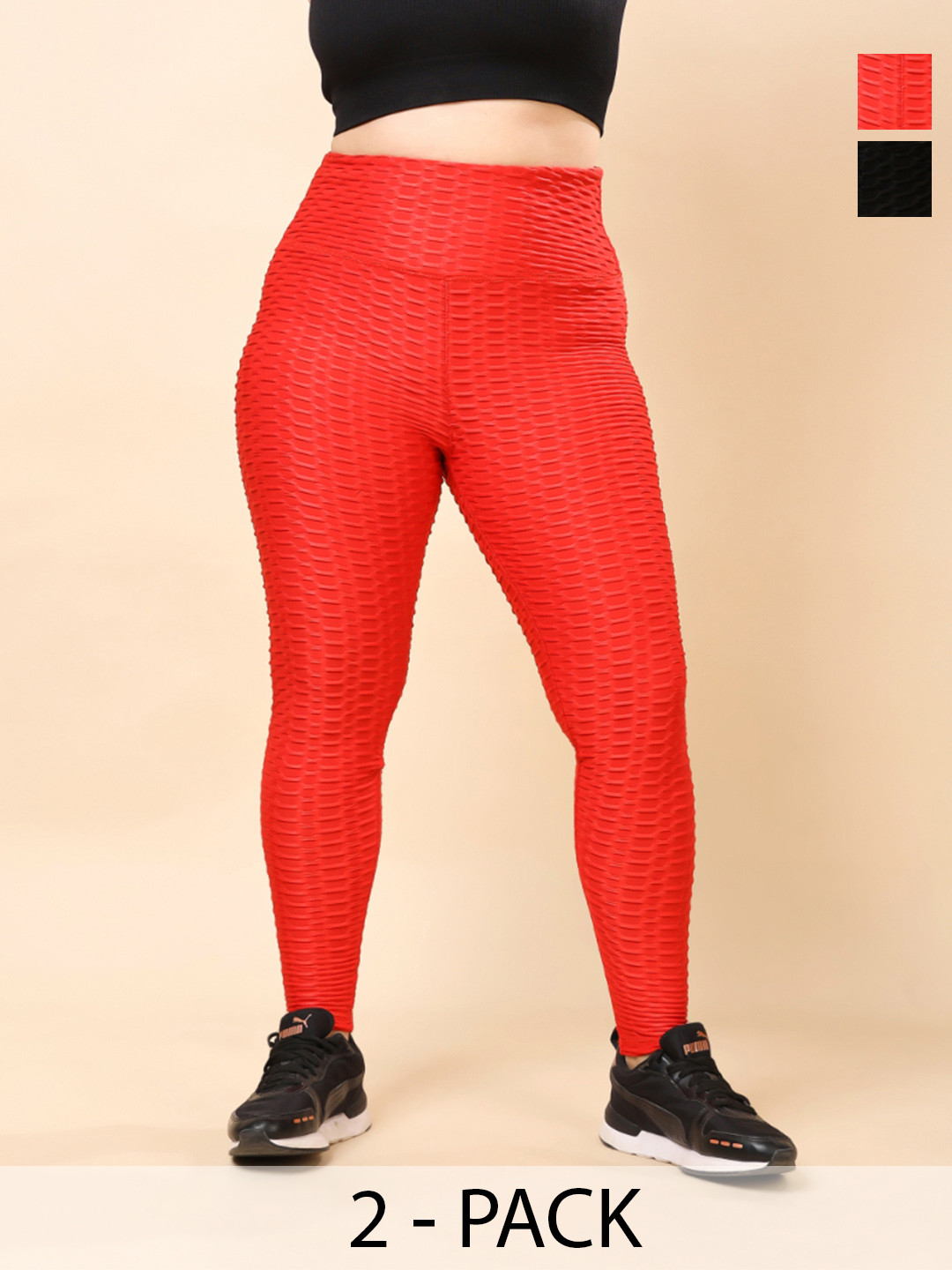THEFITTHEORY Pack Of 2 High-Rise Stretchable Sunday Tights