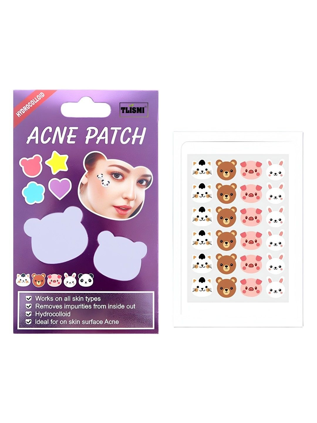 TLISMI Animal Shape Acne Pimple Patches With Hyaluronic Acid - 24 Pcs