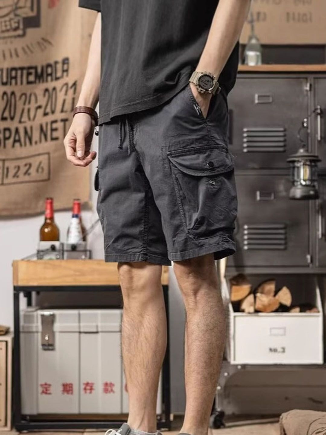 StyleCast Men Mid-Rise Cargo Shorts
