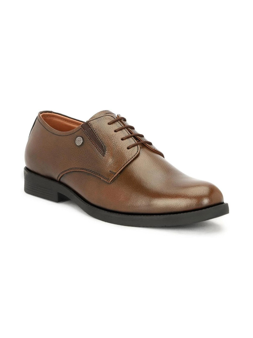HAUTTON Men Textured Round Toe Leather Lace-Up Derby Formal Shoes