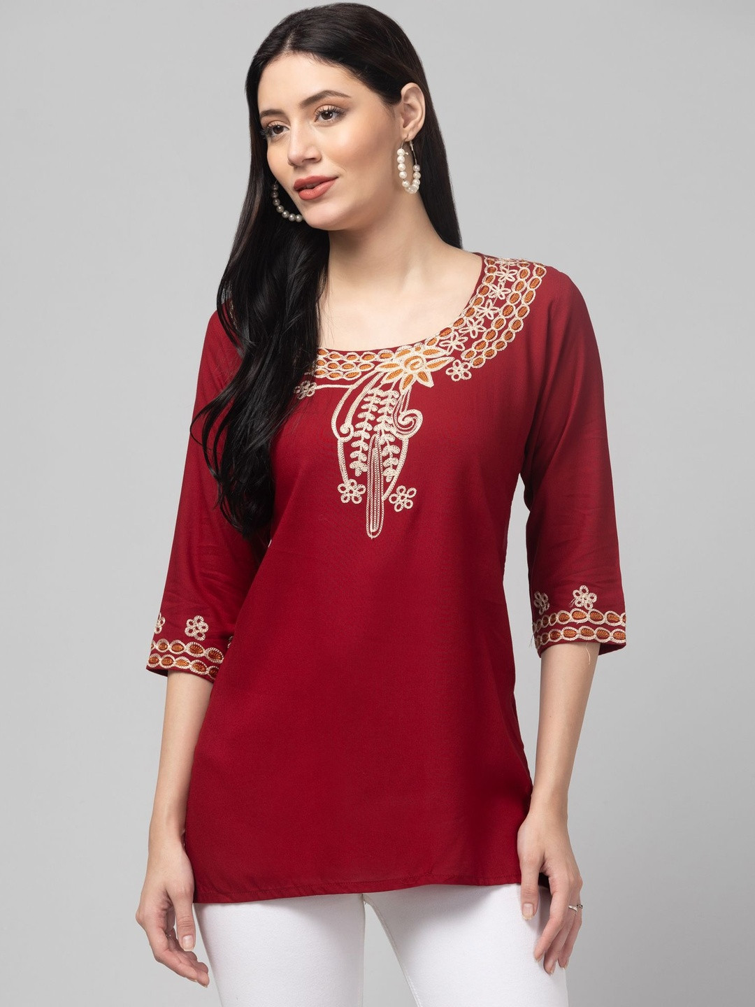 TRENDY ERA Ethnic Motifs Embroidered Thread Work Thread Work Kurti