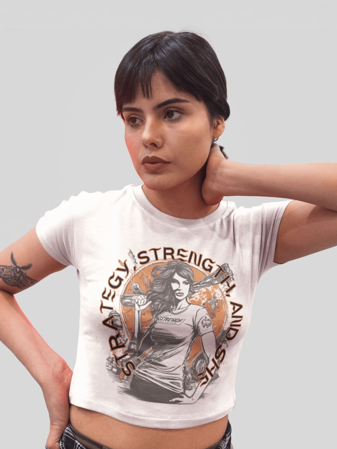 Tee Fusion Women Printed Round Neck Slim Fit Crop T-shirt