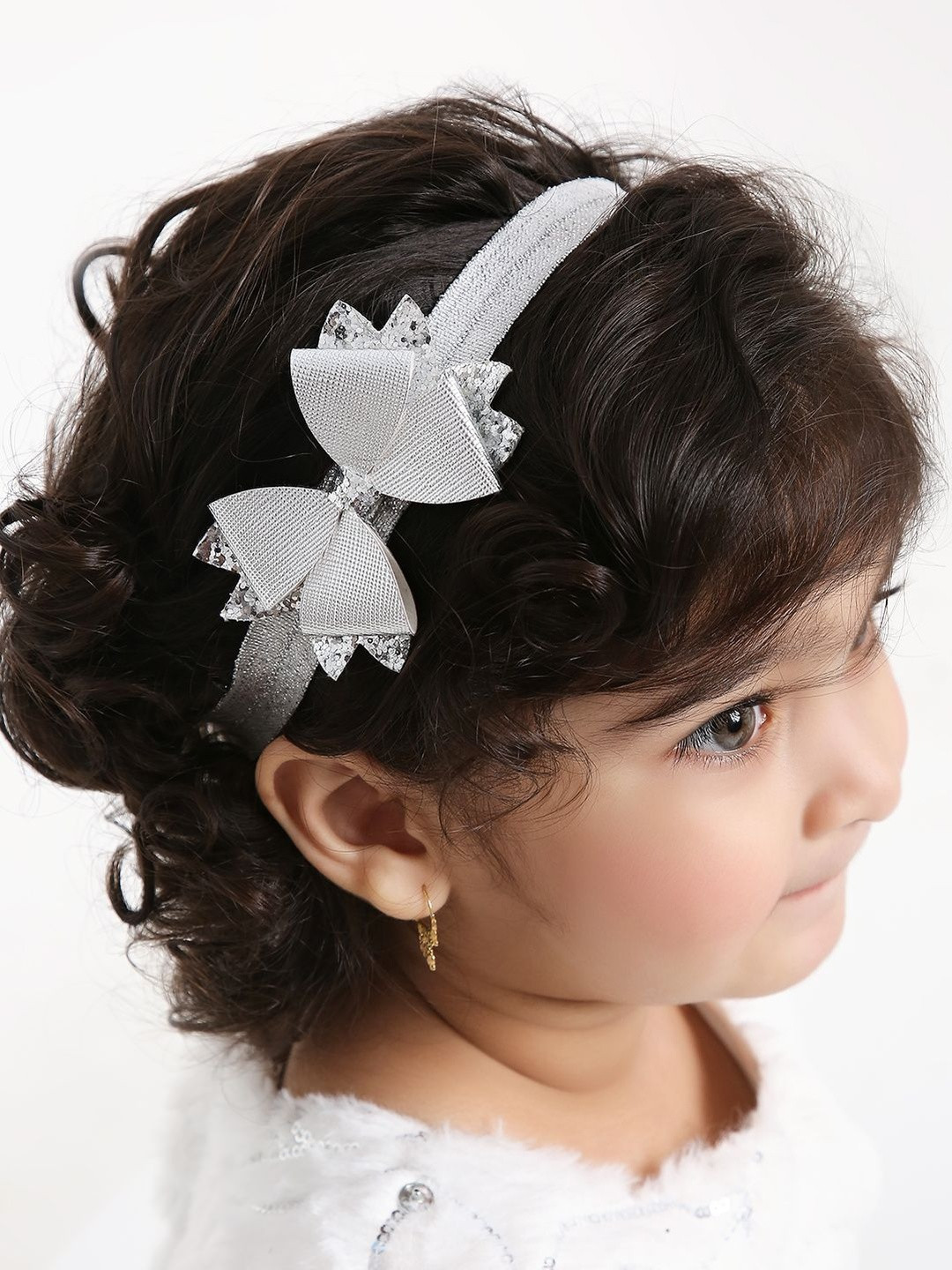 Aye Candy Girls Silver Fold Bow Wrap Headband