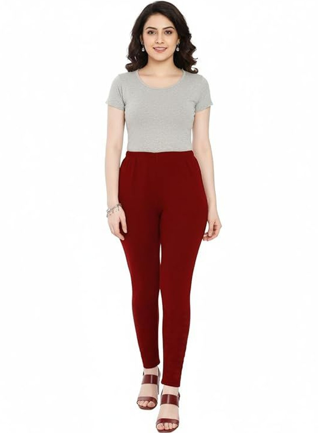 Thrifty Thread Women Wool Mid-Rise Ankle-Length Leggings