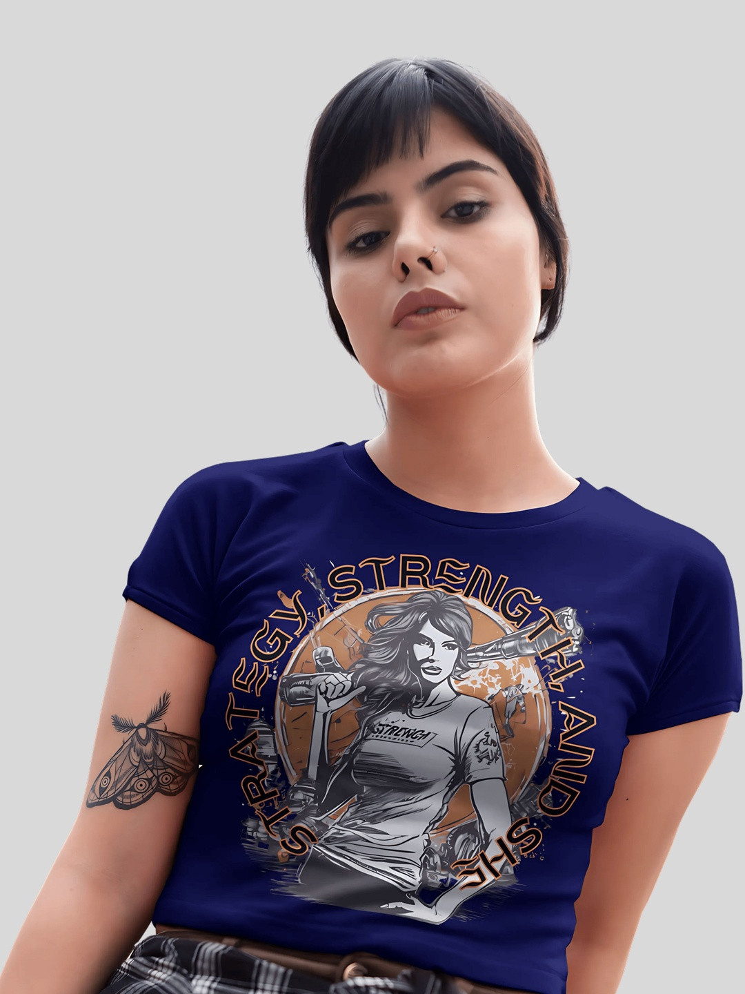 Tee Fusion Women Slim Fit Graphic Printed Round Neck Cotton Crop T-shirt