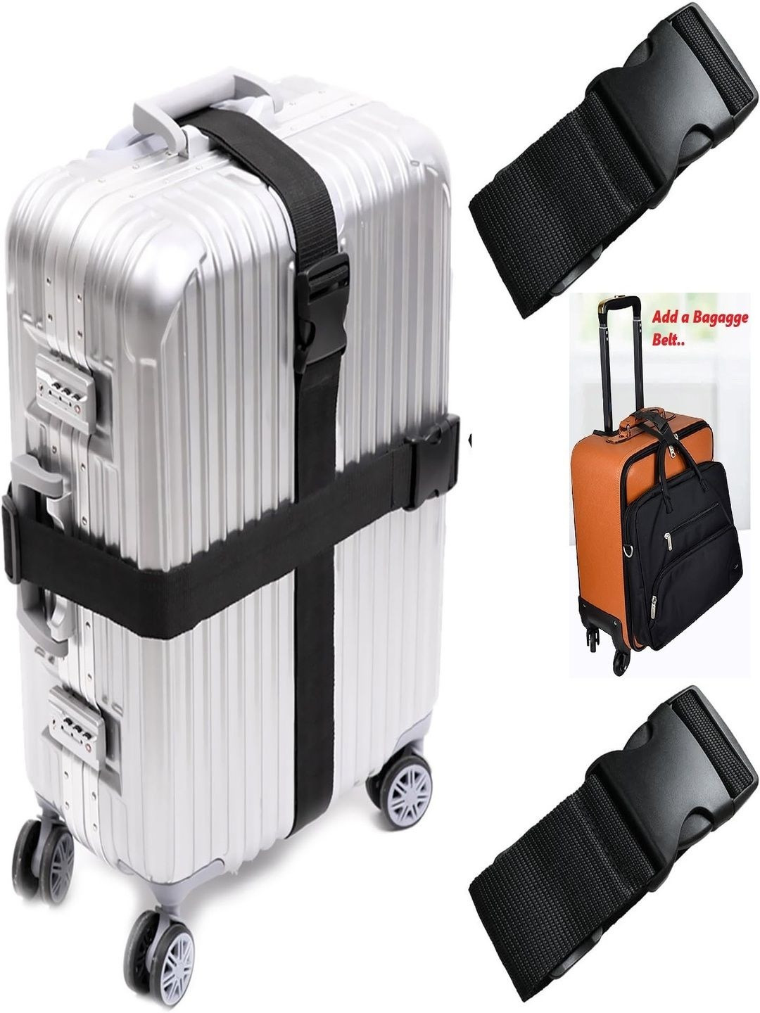 BASRI Pack Of 3 Luggage Adjustable Strap