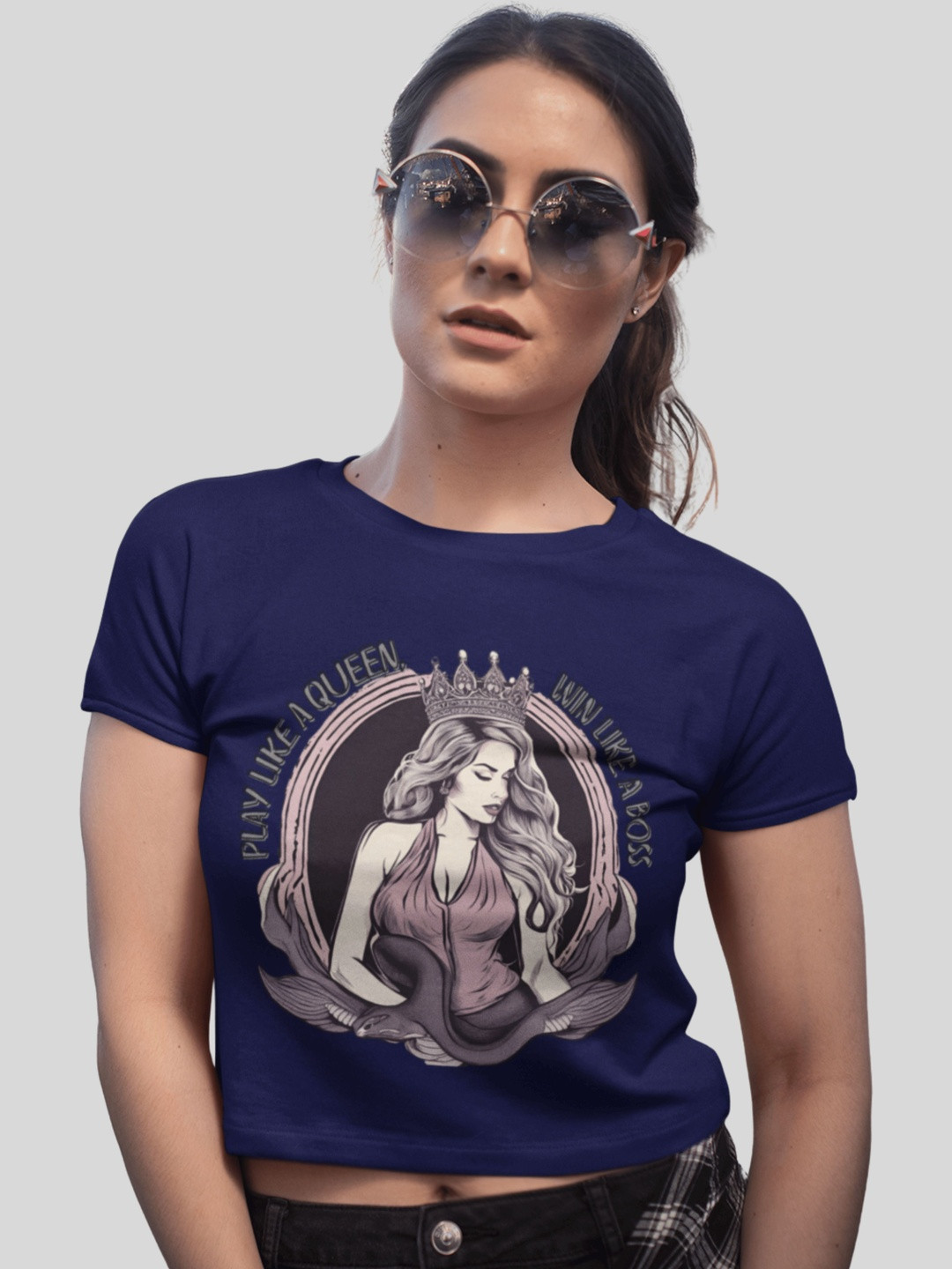 Tee Fusion Women Printed Play Like a Queen Win Like a Boss Classy Slim Fit T-shirt