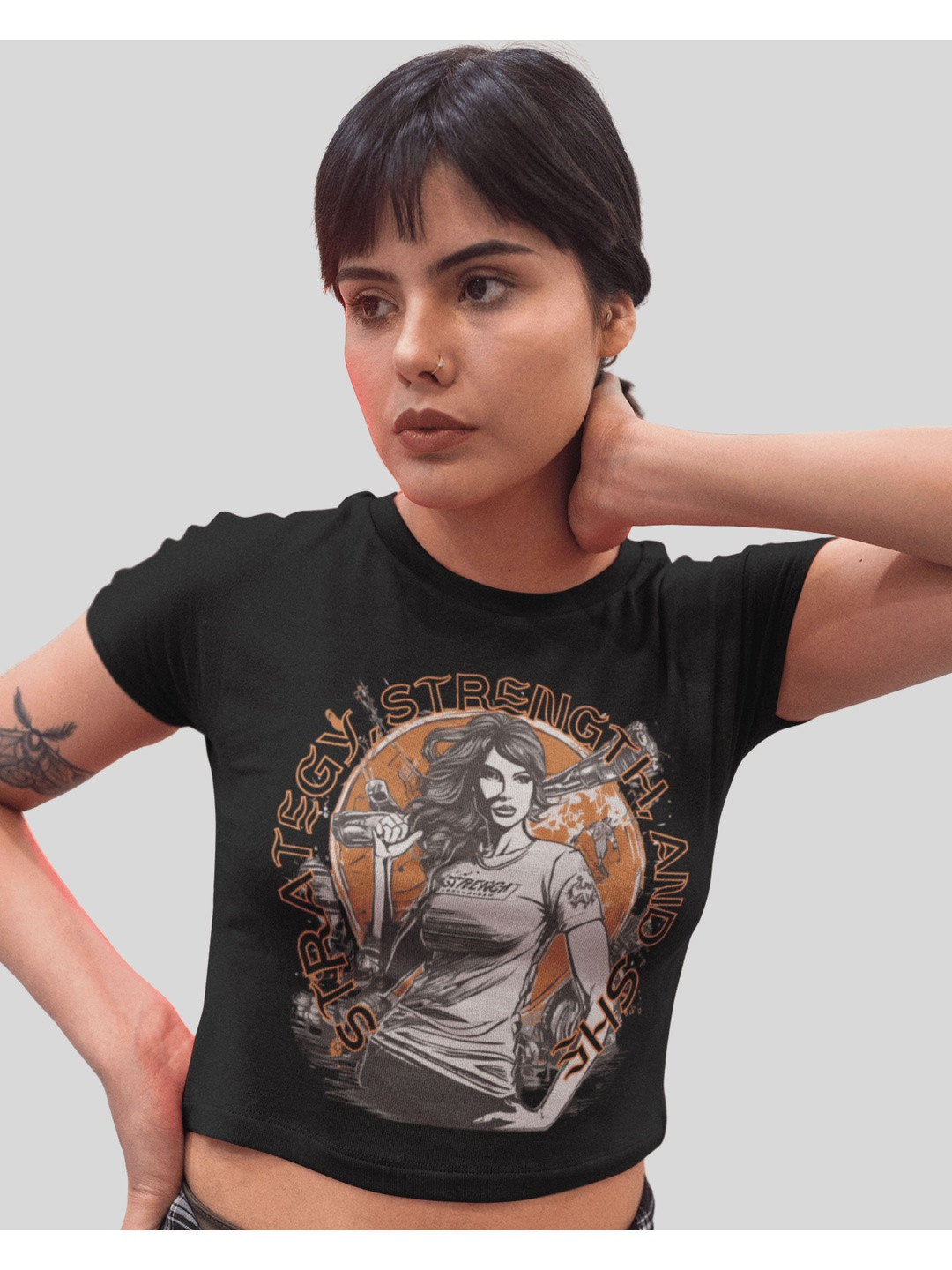 Tee Fusion Graphic Printed Slim Fit Short Sleeves Crop T-shirt