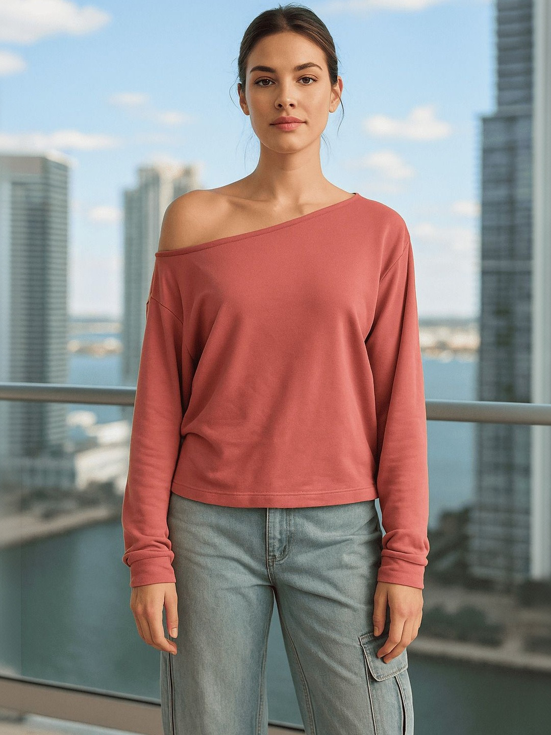 SXV STYLE One Shoulder Scuba Top