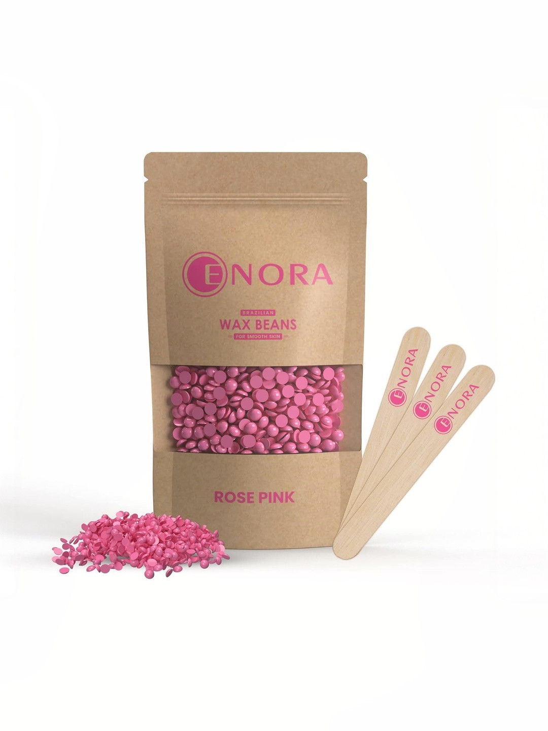 ENORA Brazilian Stripless Wax Beans For Full Body Hair Removal With Spatula - 150 g