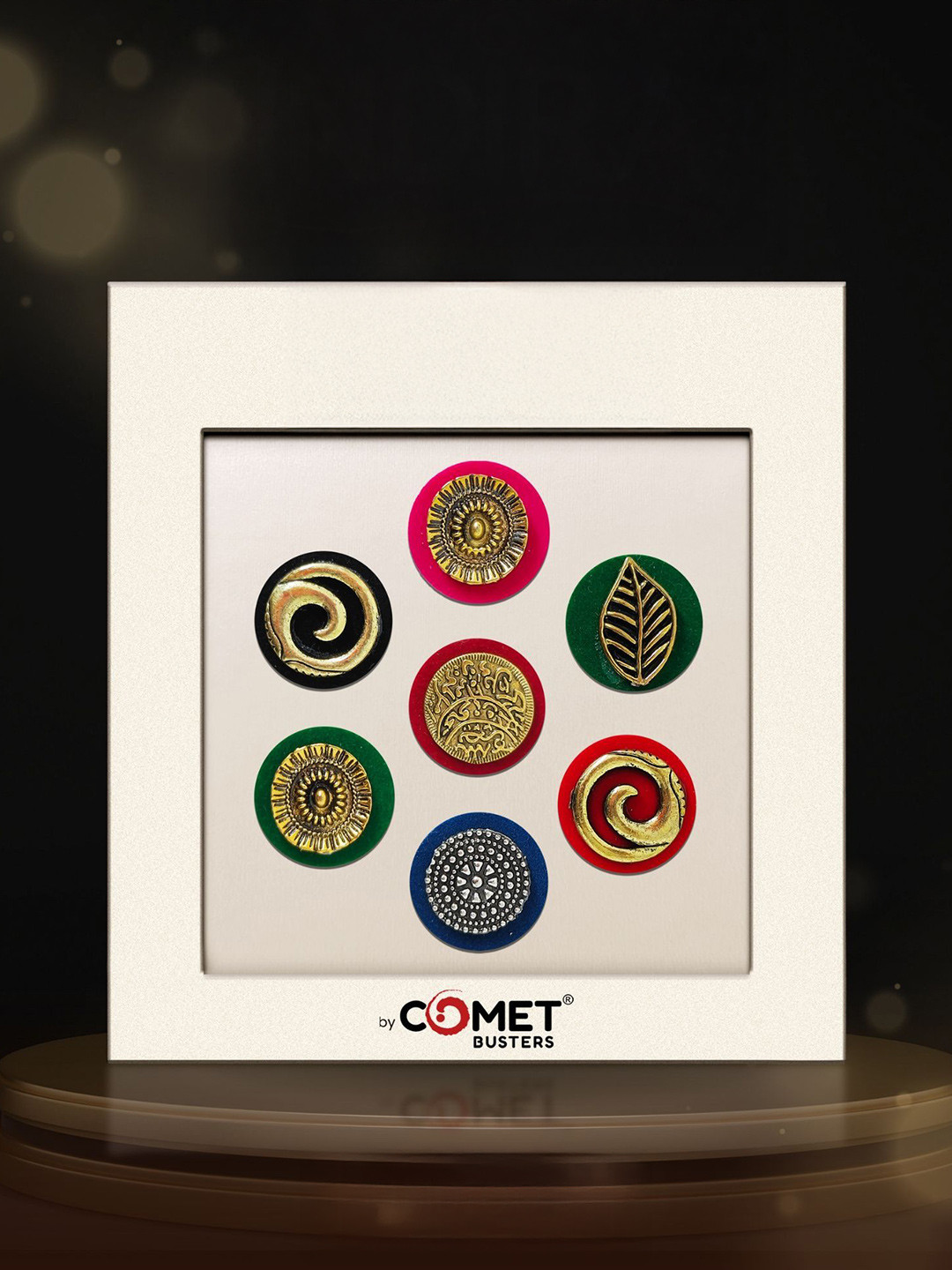 Comet Busters Round Designer Handcrafted Bindi With Metal Motifs- 7 Pcs