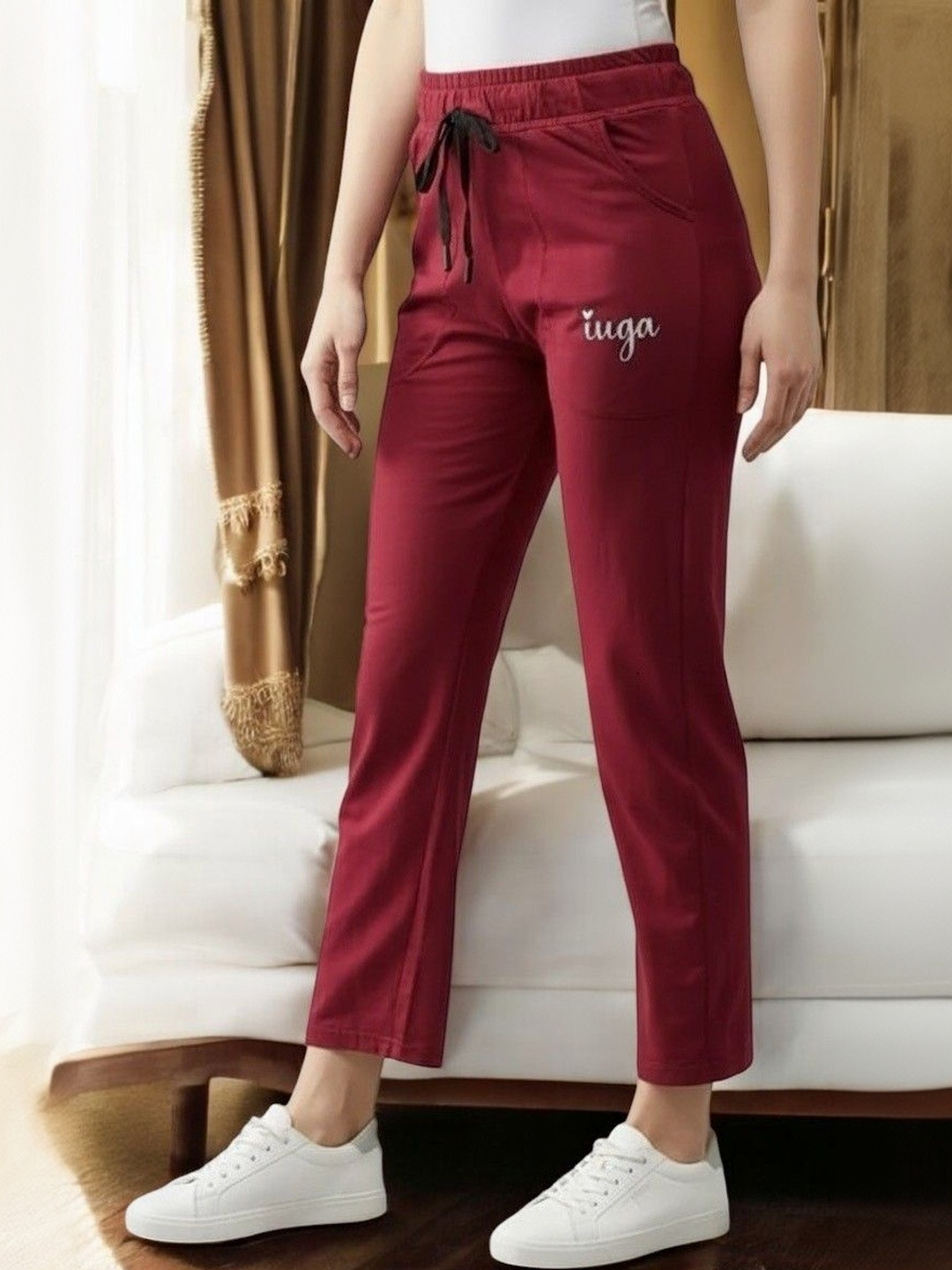 Arbiter Collection Women Slim Fit Track Pants with Elastic Waistband