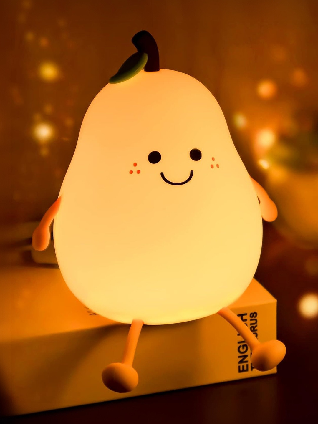OPINA Warm Yellow Silicone Pear Shaped Night Lamp With Rechargeable Battery