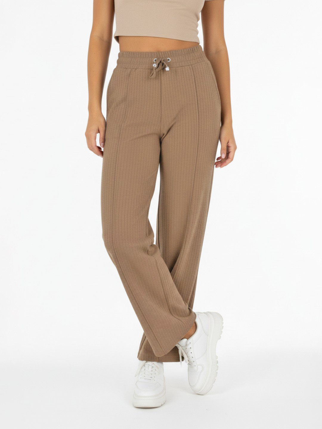 glitchez Women Textured Front Seam Relaxed Fit Track Pants