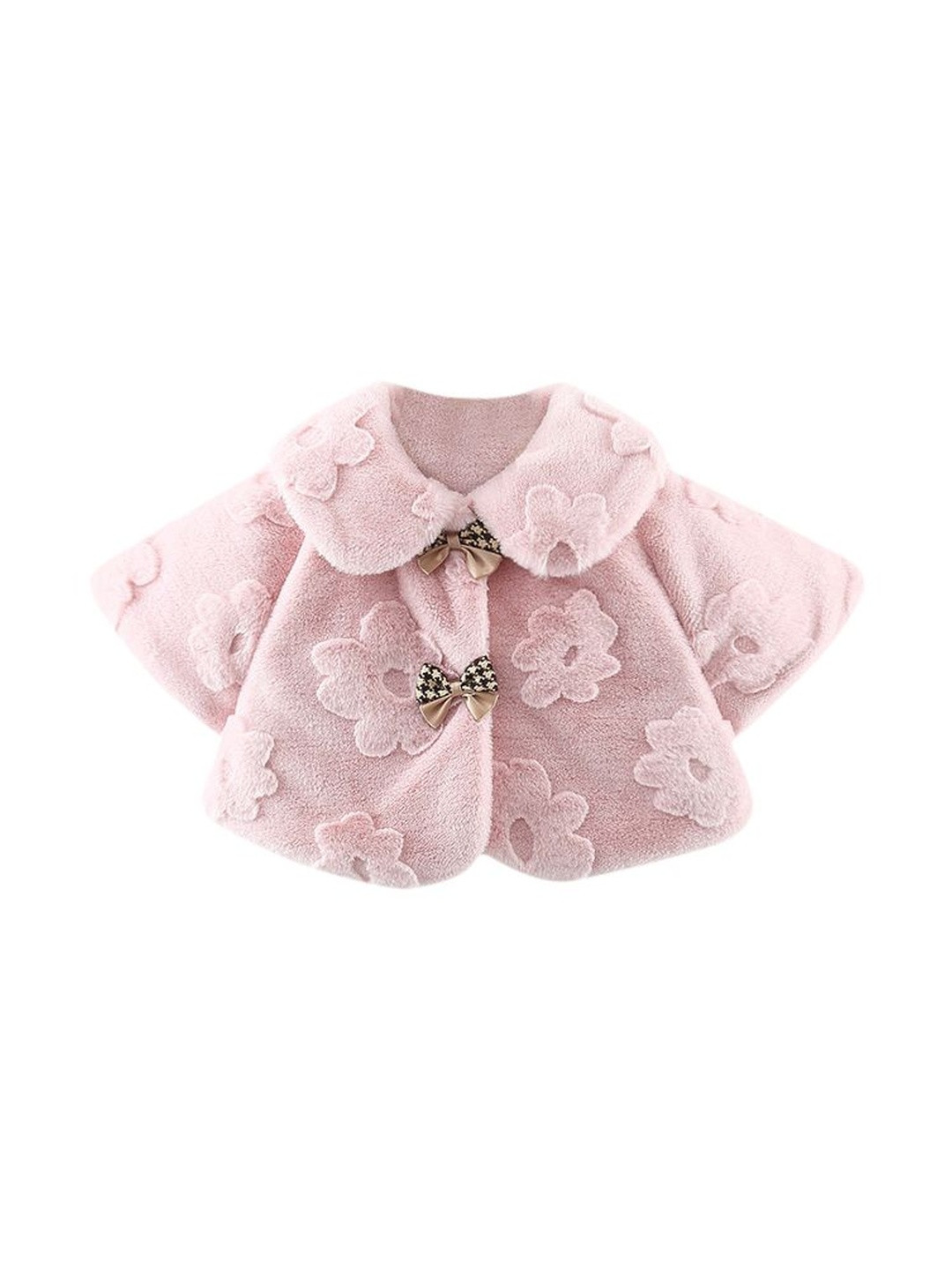 StyleCast x Revolte Girls Floral Faux Fur Trim Peter Pan Collar Princess Coat