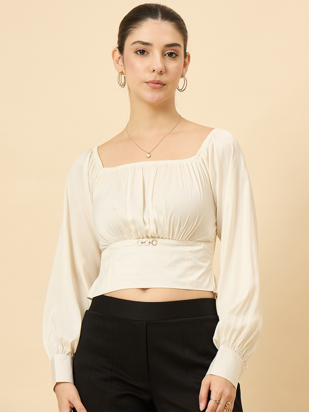 LE BOURGEOIS Satin Crop Top