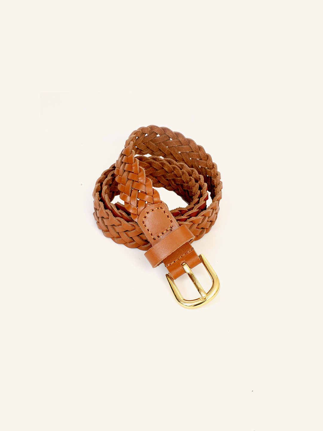 KARGHA INDIA Women Braided Non-Reversible Slim Leather Belt