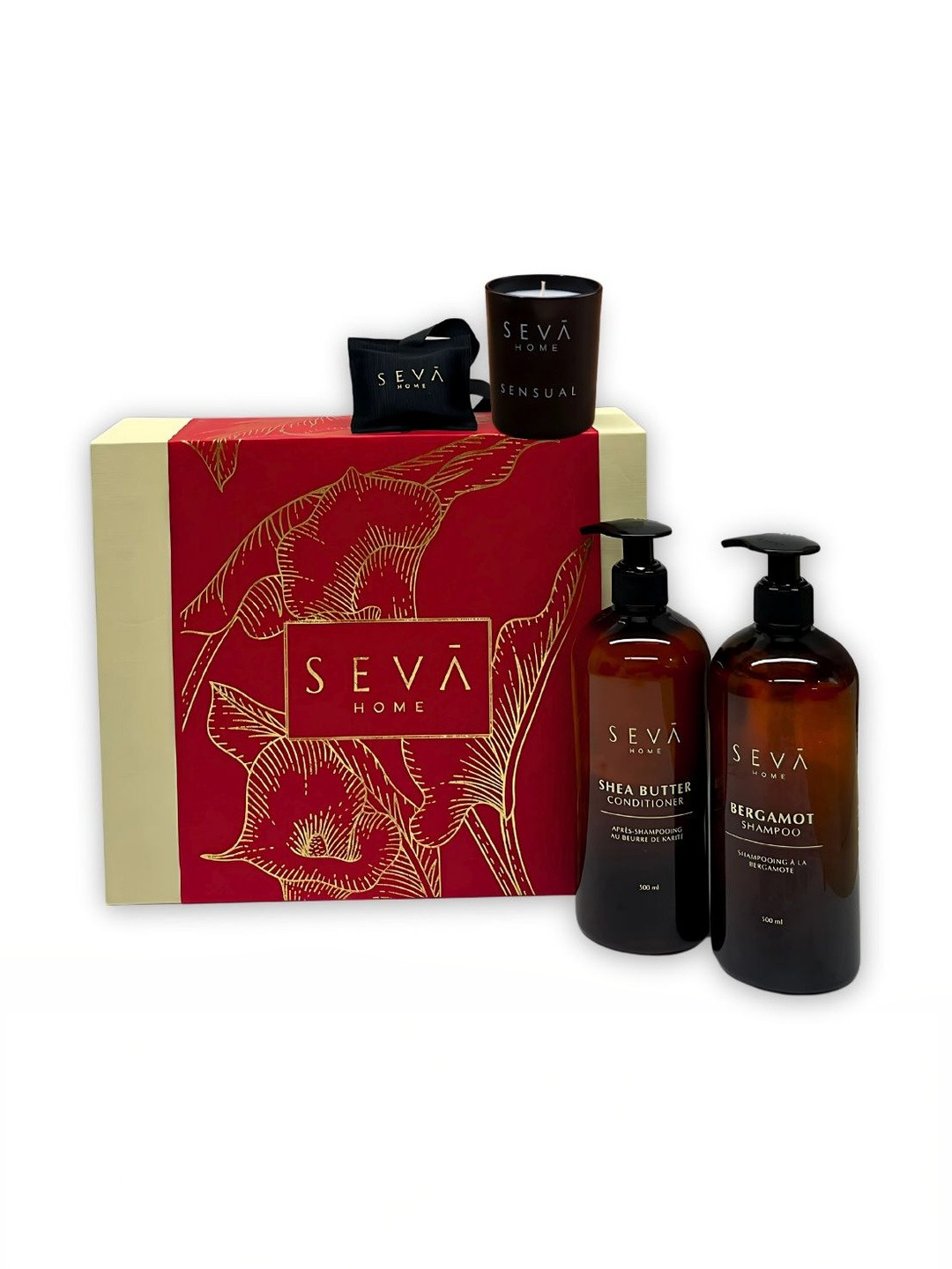 Seva Home Set Of 4 Candle Car Freshner Bergamot Shampoo & Conditioner - 500 ml Each