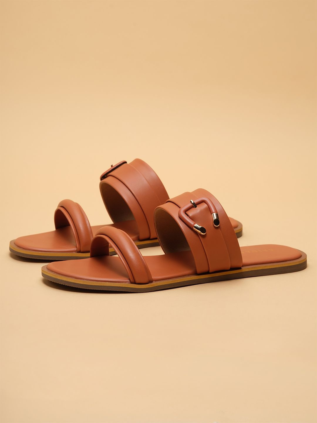 ERIDANI Women Open Toe Flats with Buckles
