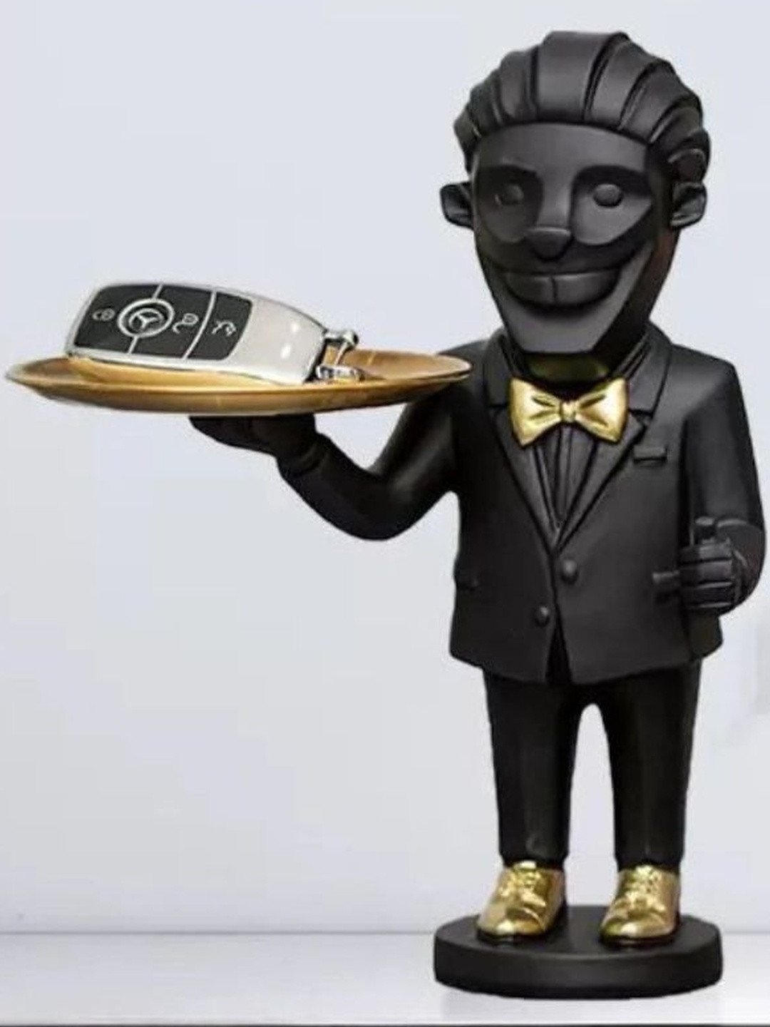 SMOKEY COCKTAIL Black Monkey Butler Matte Living Room Showpiece 8.2 Inch