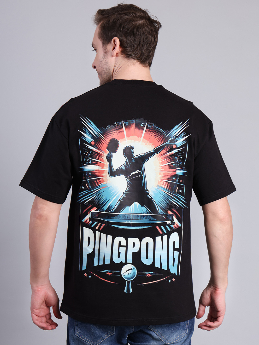 STAG GLOBAL Men Typography Printed 3D Fit Cotton T-shirt