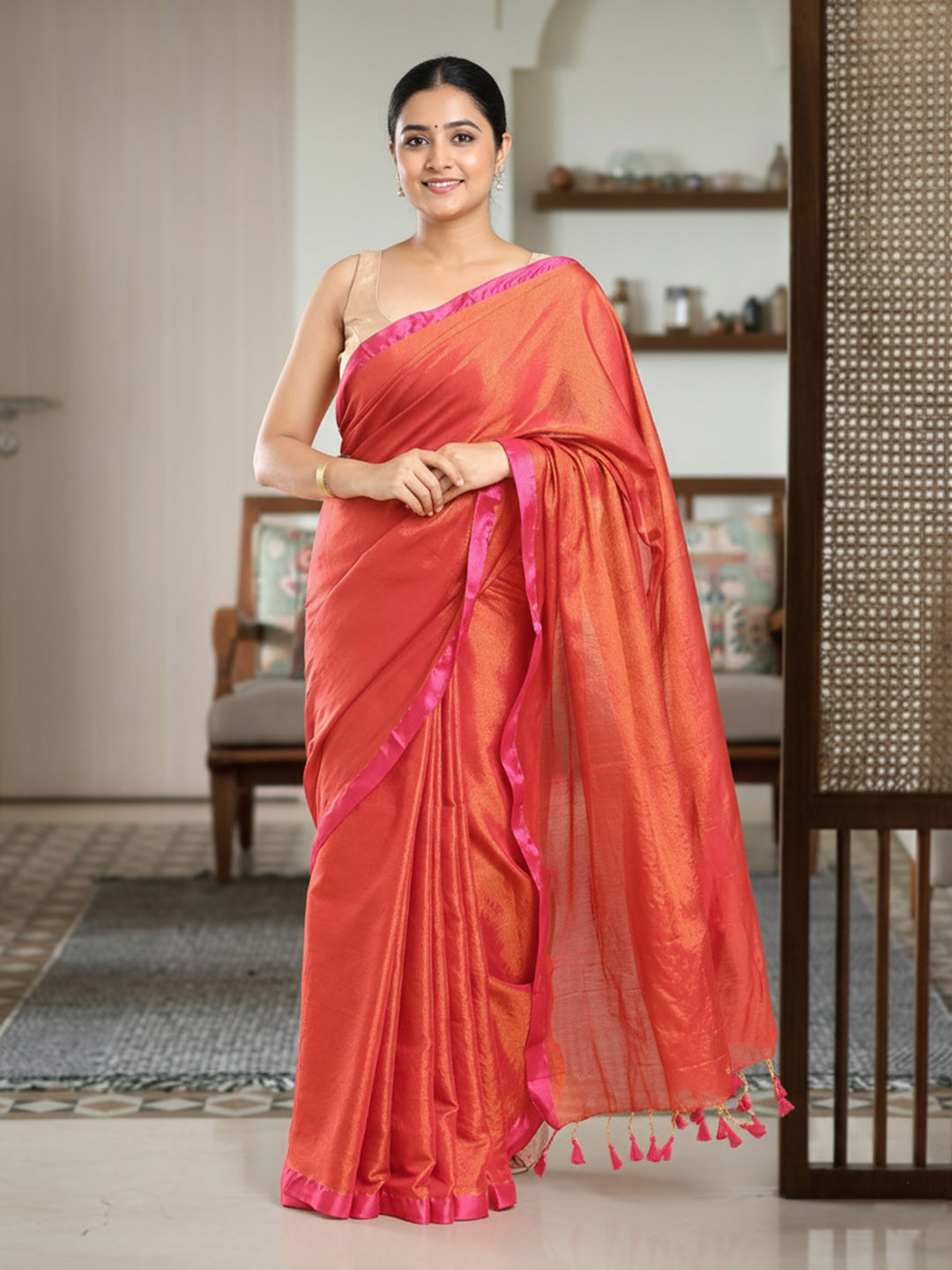Niska Women Solid Pure Cotton Sarees With An Unstitched Blouse Piece