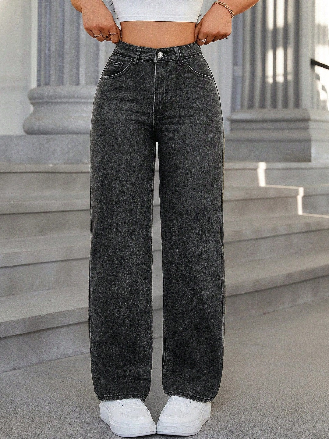 MERCEL Women Original Wide Leg High-Rise Light Fade Stretchable Jeans