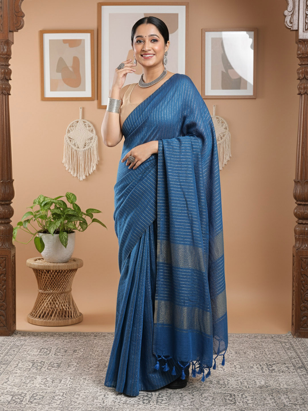 Niska Woven Design Zari Pure Cotton Saree