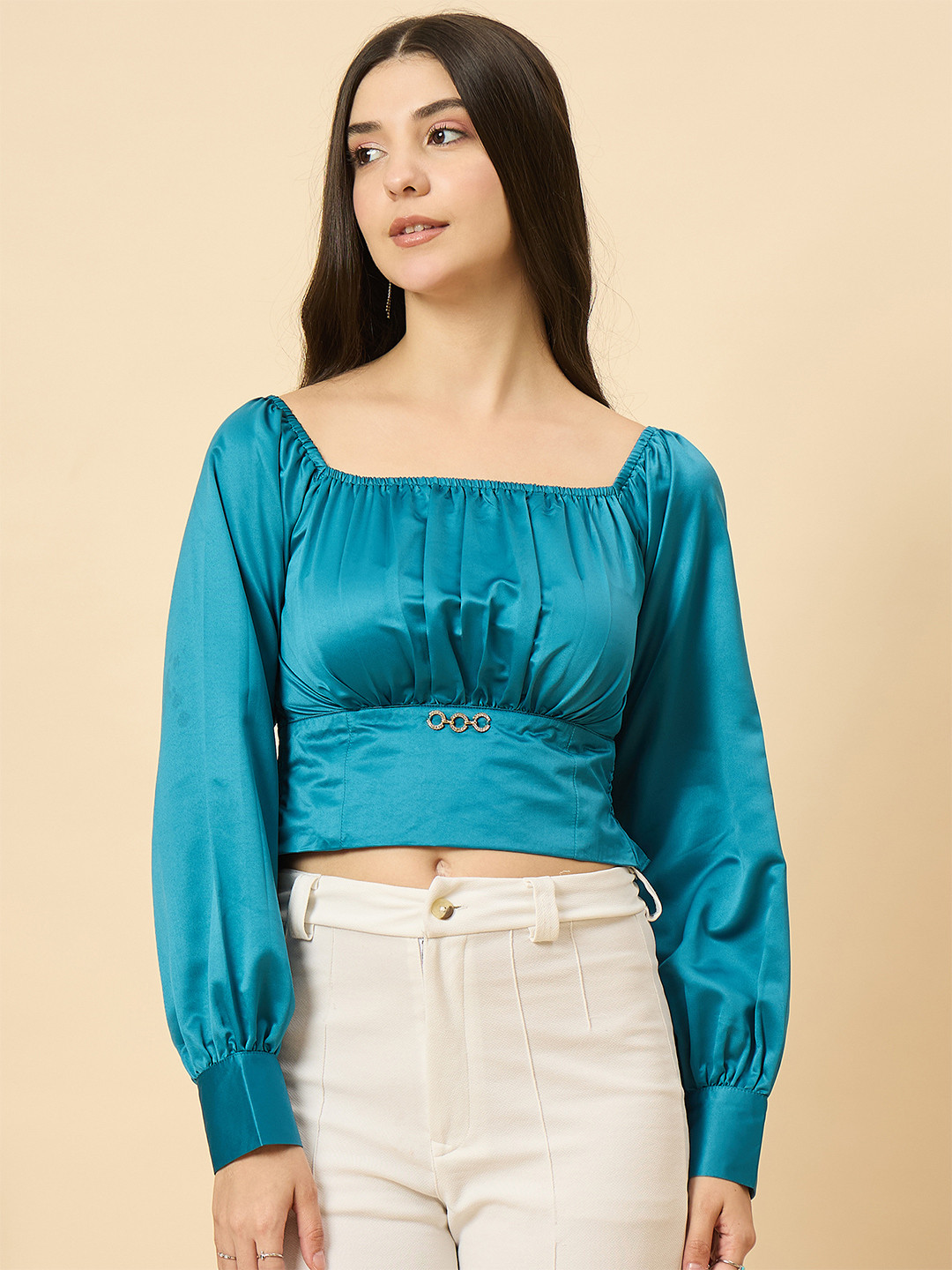 LE BOURGEOIS Satin Crop Top