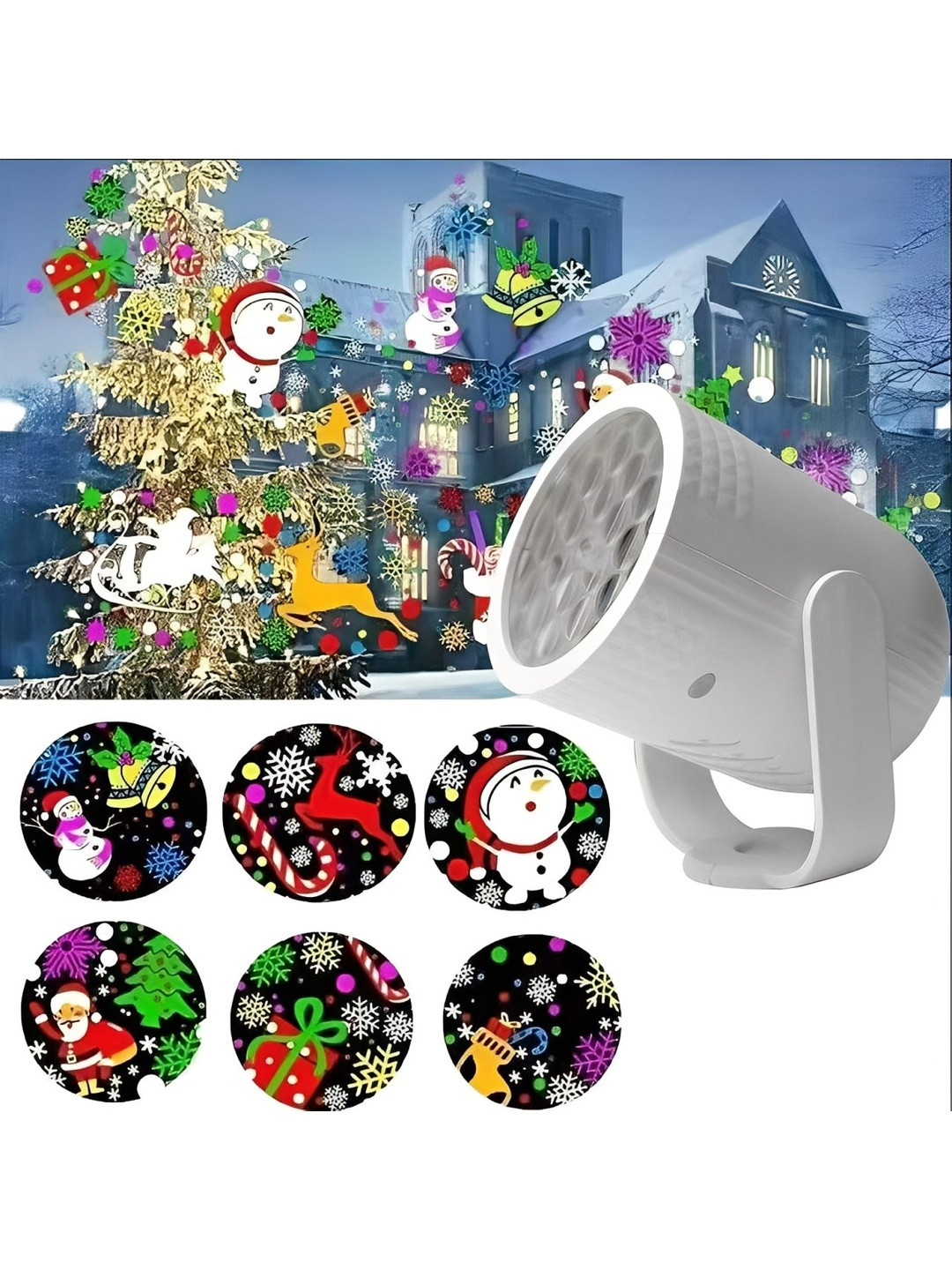 OPINA Warm Yellow Spherical Rechargeable Christmas Theme LED Projector Light For Kids Room