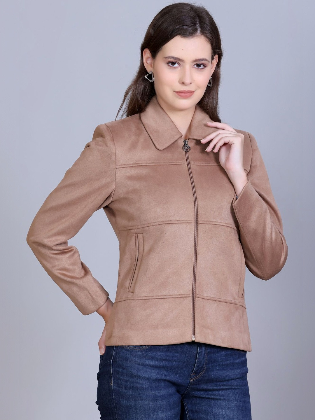 RFORTUNE Spread Collar Front-Open Long Sleeves Coats