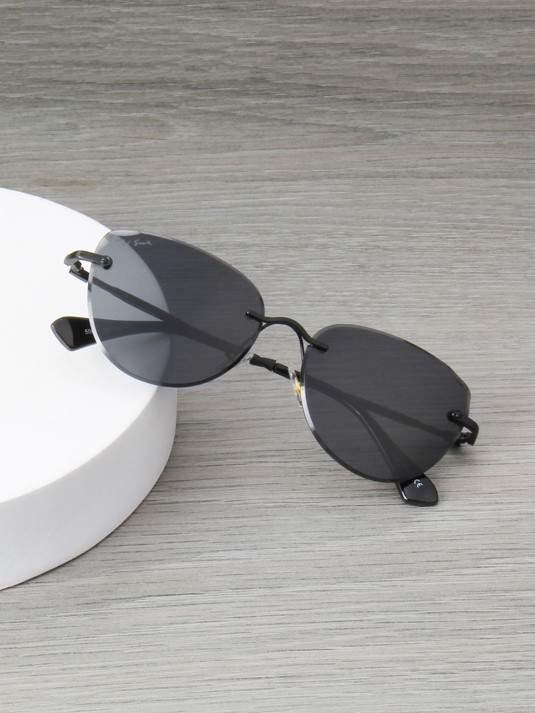 Ted Smith Women Rimless Cat-Eye Black UV Protected Sunglasses