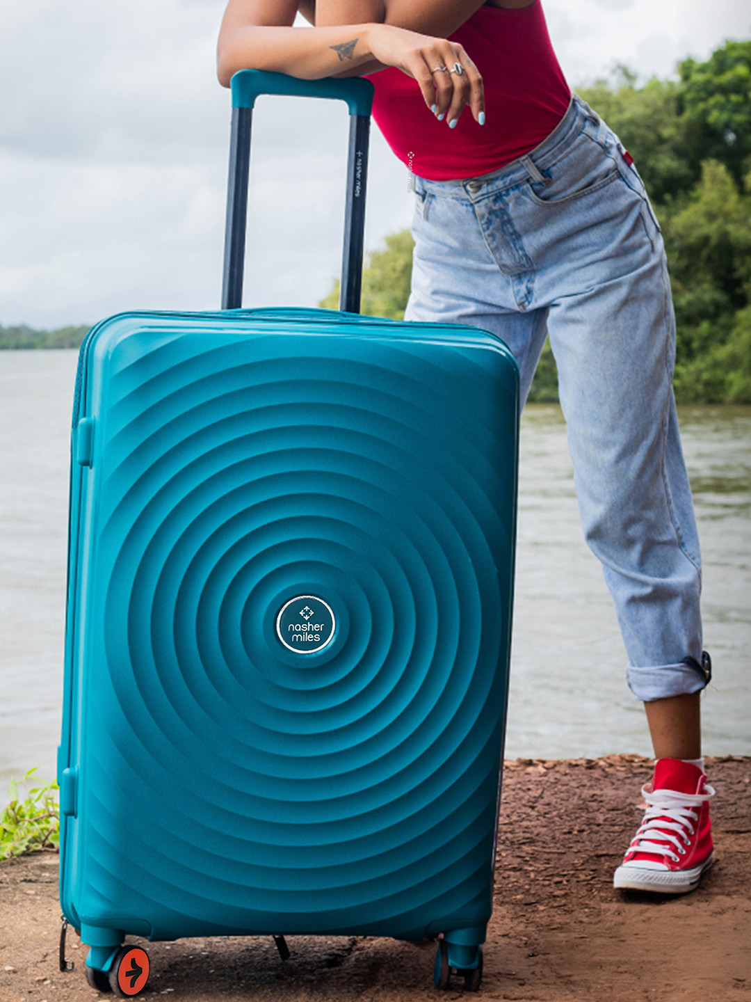 Nasher Miles Goa Hard-Sided Polypropylene Large Teal Trolley Bag - 28 Inch (75 cm)