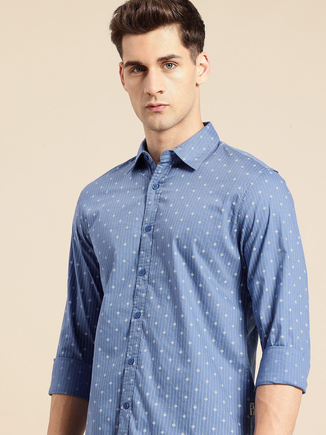 Being Human Micro Ditsy Printed Pure Cotton Casual Shirt