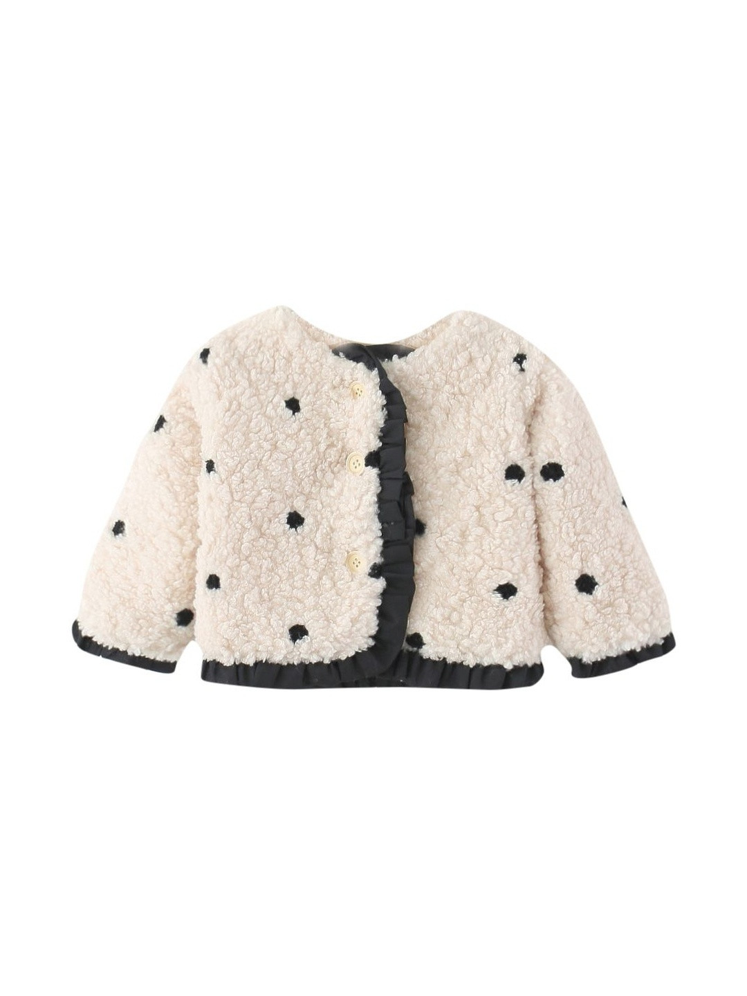 StyleCast x Revolte Girls Polka Dots Monochrome Shawl Collar Princess Coat